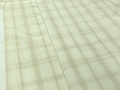 平和屋着物▽上質な紬　単衣　格子　正絹　逸品　AABH5592jh