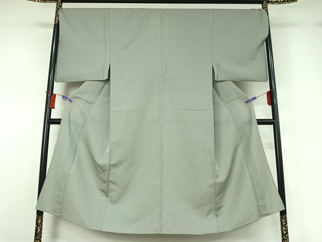 平和屋着物▽男性　紬　単衣　千草鼠色　キングサイズ　正絹　逸品　AABH5594jh