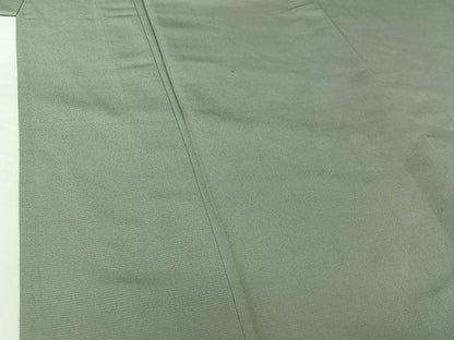 平和屋着物▽男性　紬　単衣　千草鼠色　キングサイズ　正絹　逸品　AABH5594jh