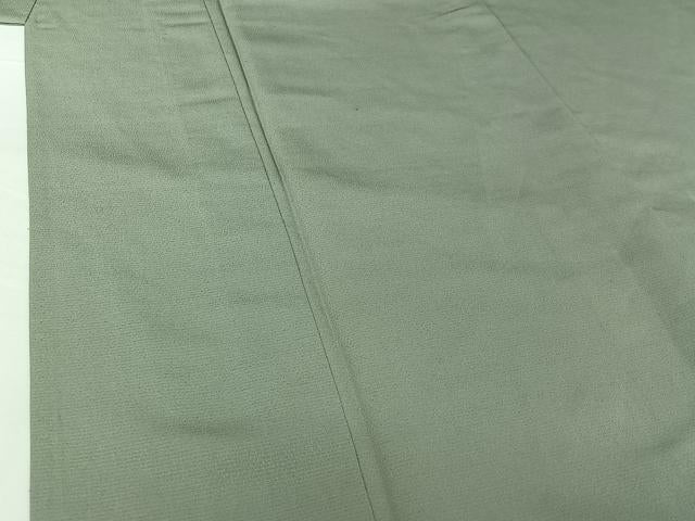 平和屋着物▽男性　紬　単衣　千草鼠色　キングサイズ　正絹　逸品　AABH5594jh