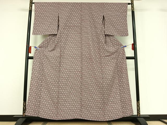 平和屋着物▽上質な小紋　単衣　正倉院花文　正絹　逸品　AABH5596jh