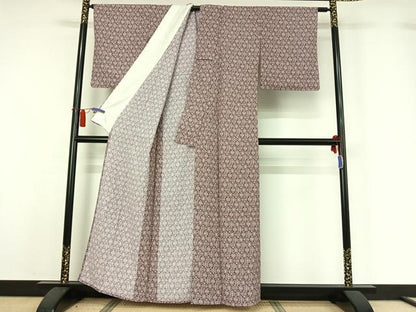 平和屋着物▽上質な小紋　単衣　正倉院花文　正絹　逸品　AABH5596jh