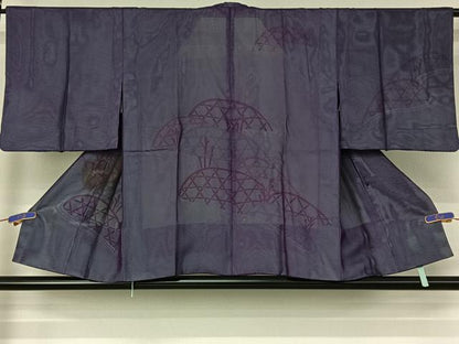 平和屋着物▽道行コート　スリーシーズン　春夏秋　塵除け　流水籬文　正絹　逸品　AABH5602jh