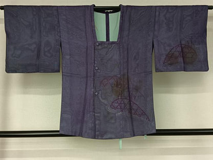 平和屋着物▽道行コート　スリーシーズン　春夏秋　塵除け　流水籬文　正絹　逸品　AABH5602jh