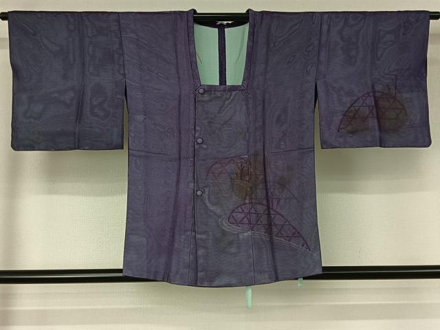 平和屋着物▽道行コート　スリーシーズン　春夏秋　塵除け　流水籬文　正絹　逸品　AABH5602jh