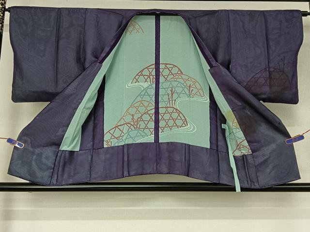 平和屋着物▽道行コート　スリーシーズン　春夏秋　塵除け　流水籬文　正絹　逸品　AABH5602jh