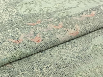 平和屋着物▽上質な紬　単衣　吉祥花文　正絹　逸品　AABH5605jh