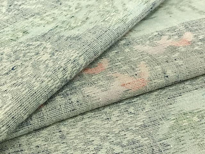 平和屋着物▽上質な紬　単衣　吉祥花文　正絹　逸品　AABH5605jh