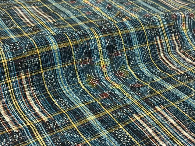 平和屋着物▽上質な紬　単衣　幾何学文様　正絹　逸品　AABH5606jh