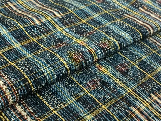 平和屋着物▽上質な紬　単衣　幾何学文様　正絹　逸品　AABH5606jh