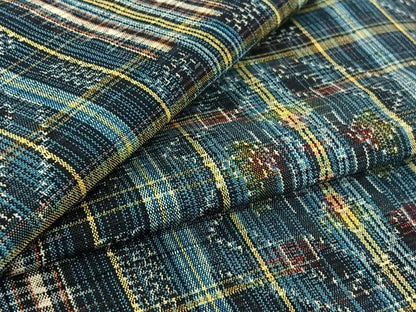 平和屋着物▽上質な紬　単衣　幾何学文様　正絹　逸品　AABH5606jh