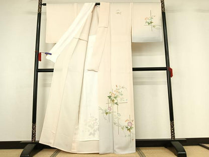 平和屋着物▽訪問着　単衣　朝顔　正絹　逸品　AABH5607jh