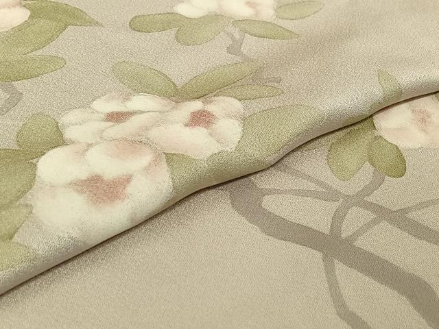 平和屋着物▽訪問着　単衣　手描き　枝花文　暈し染め　正絹　逸品　AABH5609jh