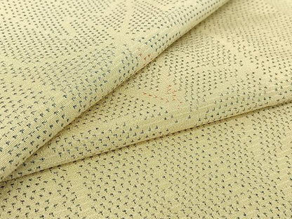 平和屋着物▽本塩沢　単衣　舞葉文　正絹　逸品　AABH5611jh