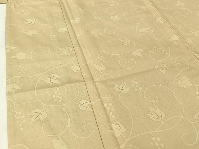 平和屋着物▽上質な小紋 単衣 紬地 手描き 南天文 正絹 逸品