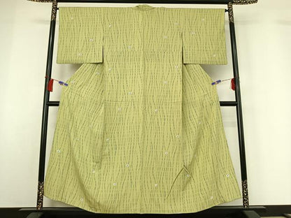 平和屋着物▽上質な小紋　単衣　舞花文　正絹　逸品　AABH5613jh
