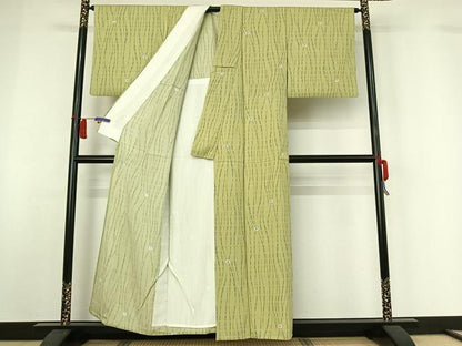 平和屋着物▽上質な小紋　単衣　舞花文　正絹　逸品　AABH5613jh