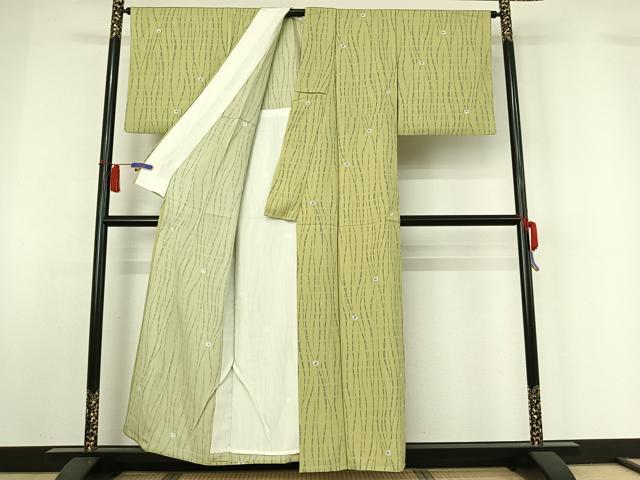 平和屋着物▽上質な小紋　単衣　舞花文　正絹　逸品　AABH5613jh