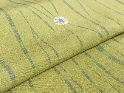 平和屋着物▽上質な小紋　単衣　舞花文　正絹　逸品　AABH5613jh