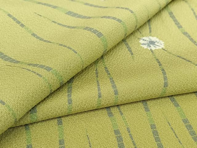 平和屋着物▽上質な小紋　単衣　舞花文　正絹　逸品　AABH5613jh