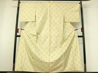 平和屋着物▽本場大島紬　単衣　麻の葉文様　正絹　逸品　AABH5615jh