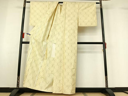 平和屋着物▽本場大島紬　単衣　麻の葉文様　正絹　逸品　AABH5615jh