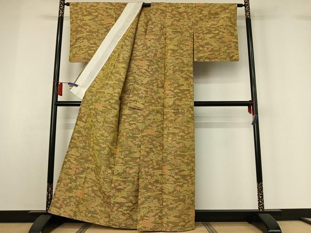 平和屋着物▽上質な紬　単衣　花蝶文　正絹　逸品　AABB2053fy 平和屋着物▽上質な紬 単衣 花蝶文 正絹 逸品 AABB2053fy 【公式通販】