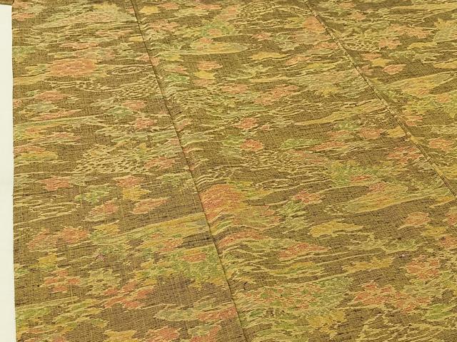 平和屋着物▽上質な紬　単衣　流水花文　正絹　逸品　AABH5616jh 平和屋着物▽上質な紬 単衣 流水花文 正絹 逸品 AABH5616jh