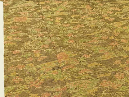 平和屋着物▽上質な紬　単衣　流水花文　正絹　逸品　AABH5616jh