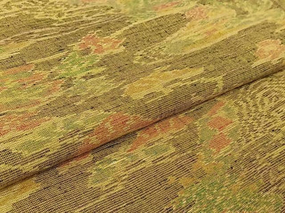 平和屋着物▽上質な紬　単衣　流水花文　正絹　逸品　AABH5616jh