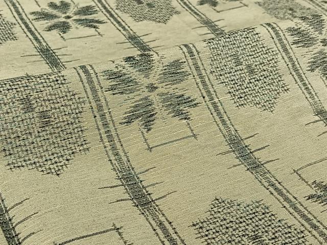 平和屋着物▽上質な紬　単衣　幾何学花文　正絹　逸品　AABH5617jh