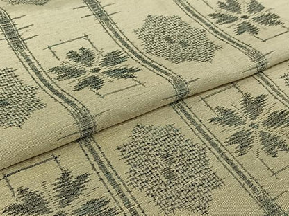 平和屋着物▽上質な紬　単衣　幾何学花文　正絹　逸品　AABH5617jh