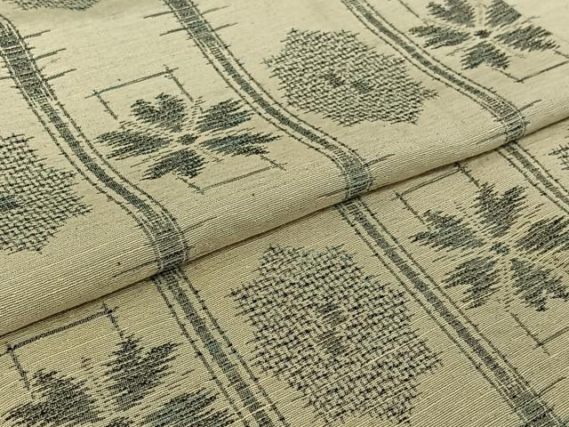 平和屋着物▽上質な紬　単衣　幾何学花文　正絹　逸品　AABH5617jh