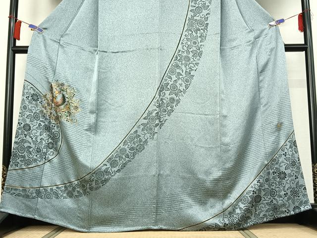 平和屋着物▽染織作家　染織デザイナー　大島明　訪問着　単衣　鳳凰花文　金彩　正絹　逸品　AABH5618jh 平和屋着物▽染織作家 染織デザイナー 大島明 訪問着 単衣 鳳凰花