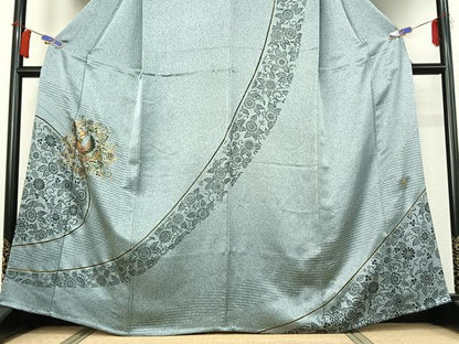 平和屋着物▽染織作家　染織デザイナー　大島明　訪問着　単衣　鳳凰花文　金彩　正絹　逸品　AABH5618jh