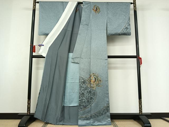平和屋着物▽染織作家　染織デザイナー　大島明　訪問着　単衣　鳳凰花文　金彩　正絹　逸品　AABH5618jh 平和屋着物▽染織作家 染織デザイナー 大島明 訪問着 単衣 鳳凰花