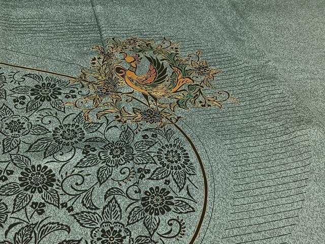 平和屋着物▽染織作家　染織デザイナー　大島明　訪問着　単衣　鳳凰花文　金彩　正絹　逸品　AABH5618jh 平和屋着物▽染織作家 染織デザイナー 大島明 訪問着 単衣 鳳凰花