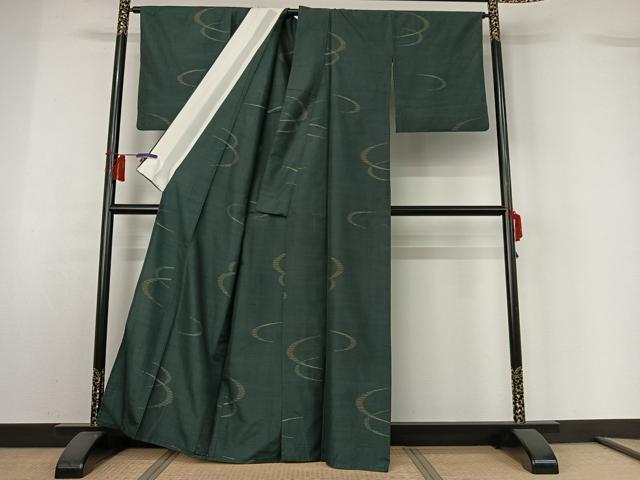 平和屋着物▽上質な紬　単衣　流水文　正絹　逸品　AABH5619jh 平和屋着物▽上質な紬 単衣 流水文 正絹 逸品 AABH5619jh