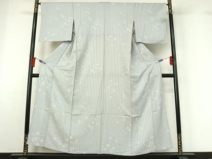 平和屋着物▽上質な小紋　単衣　雪輪花文　正絹　逸品　AABH5621jh