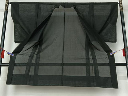 平和屋着物▽男性　長羽織　スリーシーズン　春夏秋　塵除け　暗黒色　正絹　逸品　AABJ8185ck