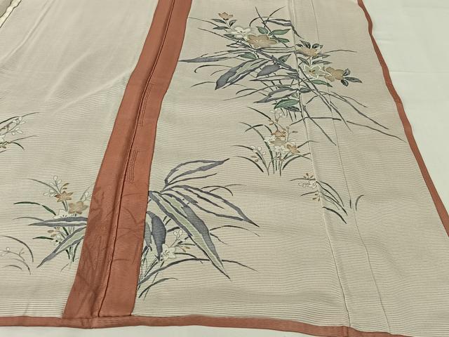 平和屋着物▽訪問着　無双　紗袷　紗×絽　手描き　草花文　やまと誂製　正絹　逸品　AABH5624jh