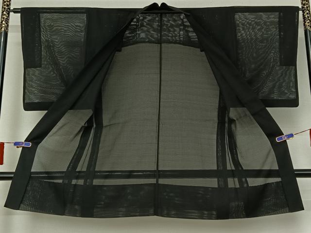 平和屋着物▽長羽織　スリーシーズン　春夏秋　塵除け　暗黒色　正絹　逸品　AABH5625jh