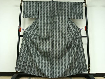 平和屋着物▽上質な小紋　単衣　亀甲花文　正絹　逸品　AABH5628jh
