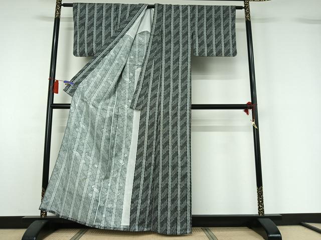 平和屋着物▽上質な小紋　単衣　亀甲花文　正絹　逸品　AABH5628jh 平和屋着物▽上質な小紋 単衣 型染め 風景花文 鬼しぼ縮緬 やまと誂製
