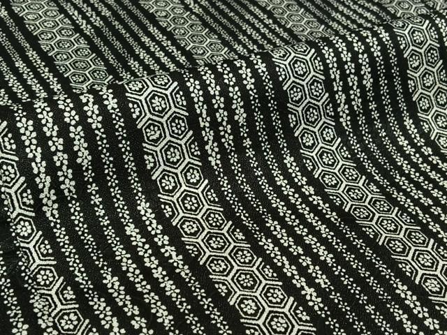 平和屋着物▽上質な小紋　単衣　亀甲花文　正絹　逸品　AABH5628jh