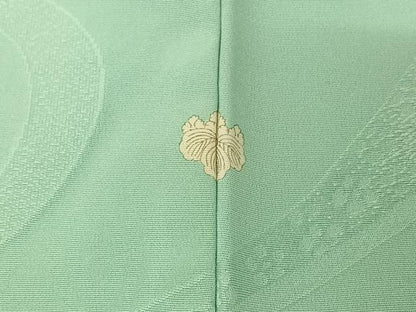 平和屋着物▽上質な色無地　単衣　束ね熨斗花地紋　錆青磁色　正絹　逸品　AABH5630jh