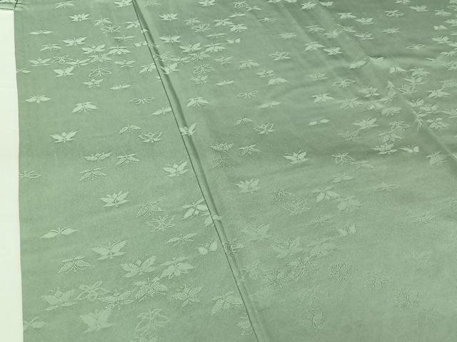平和屋着物▽上質な色無地　単衣　草花地紋　青磁鼠色　正絹　逸品　AABH5632jh