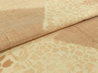 平和屋着物▽上質な紬　単衣　切嵌花鳥文　正絹　逸品　AABH5634jh