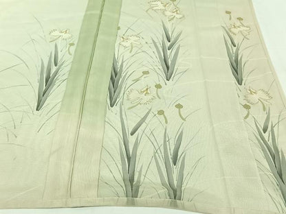 平和屋着物▽訪問着　無双　紗袷　紗×絽　草花文　正絹　逸品　AABH5635jh