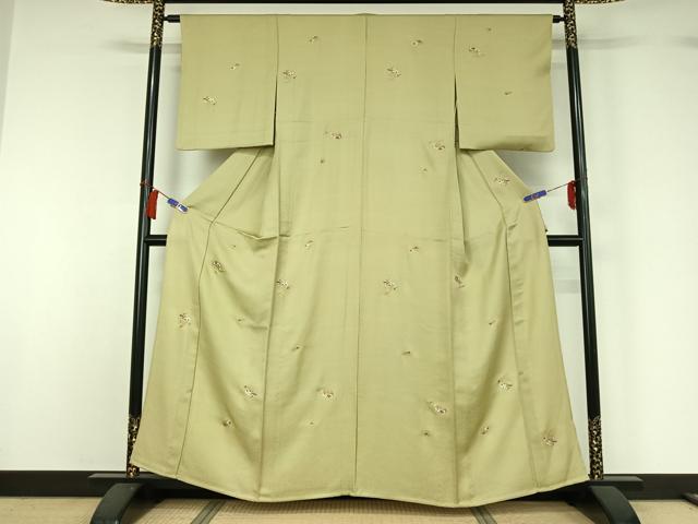 平和屋着物▽上質な小紋　単衣　櫛　簪　金彩　さが美扱い　正絹　逸品　AABH5636jh 平和屋着物▽上質な小紋 単衣 櫛 簪 金彩 さが美扱い 正絹 逸品